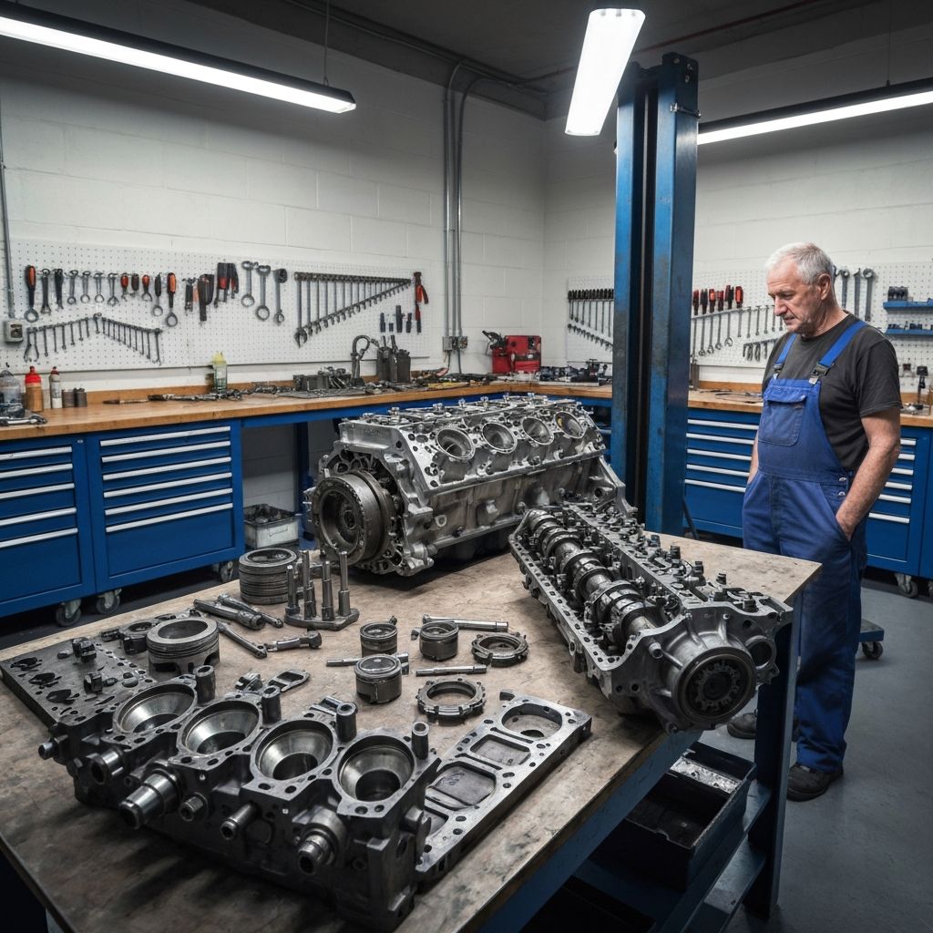 Разглобен двигател при основен ремонт